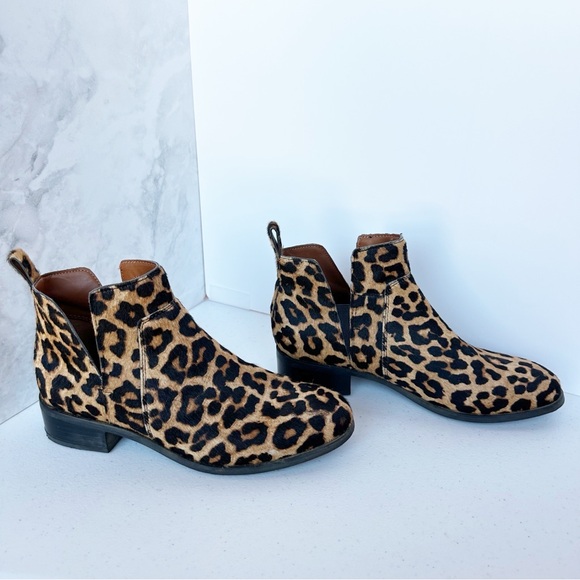 Franco Sarto Leopard Print Calf Hair Booties 8 - Picture 2 of 9